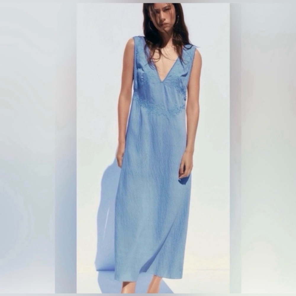 Zara Light Blue Maxi Dress - Picture 2 of 10